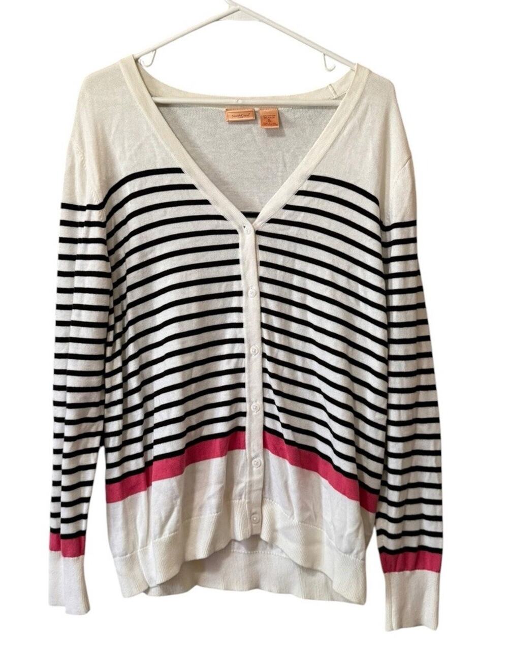 North Crest Women Size XL Long Sleeve Button Down Cardigan Sweater Cotton Blend